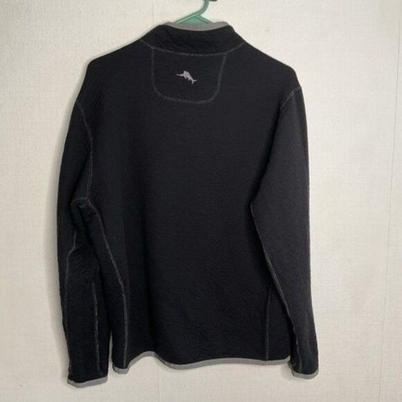 Tommy Bahama 1/4 Snap MockNeck Reversible Sweater Mens XL Gray/Black Logo - Picture 7 of 10